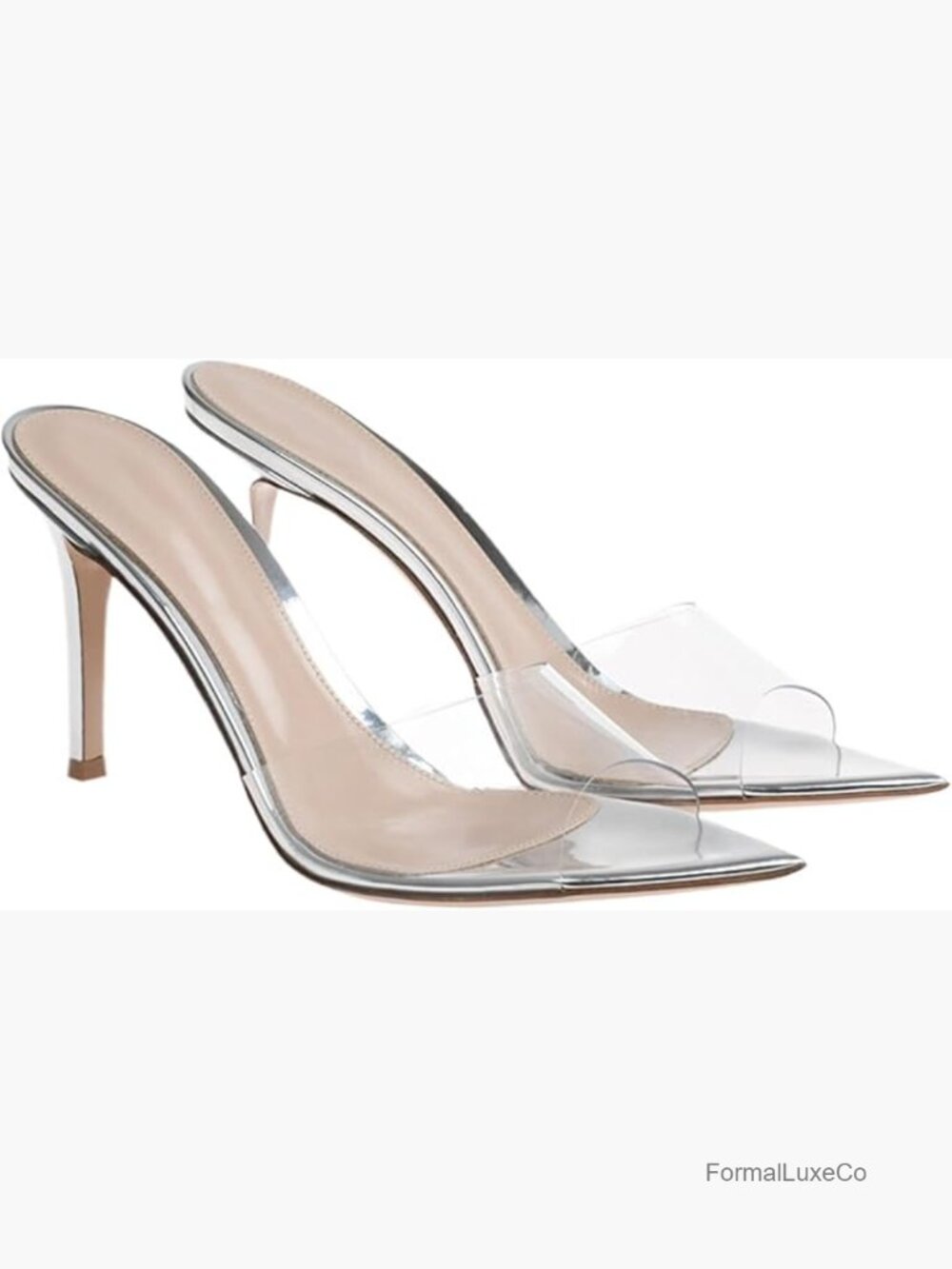 Clear Pointed Toe Slingback Stiletto Heel Sandals Slip On Sexy Dress Slides